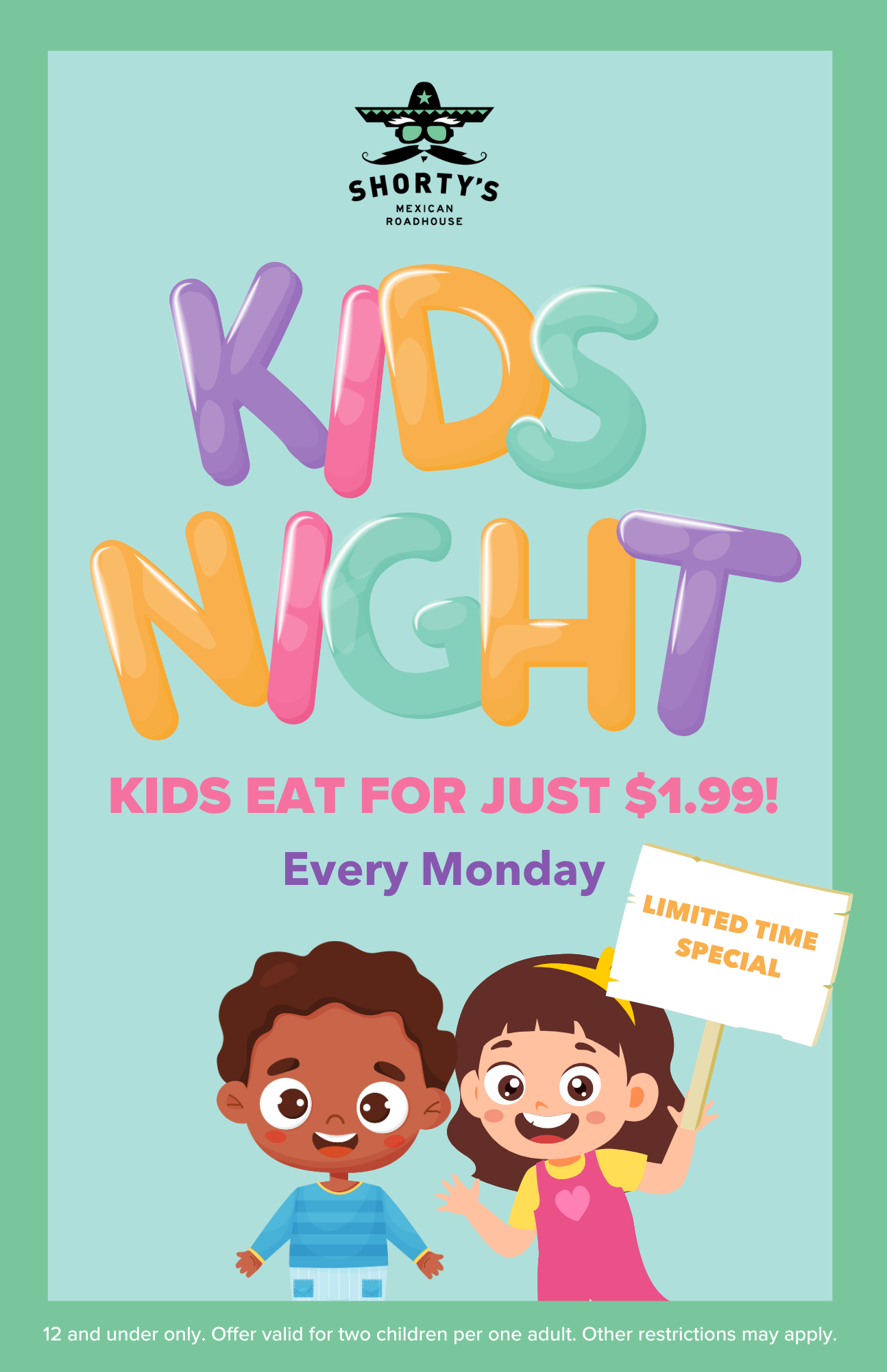 Kids Eat 12 Price – Monday Night (2)