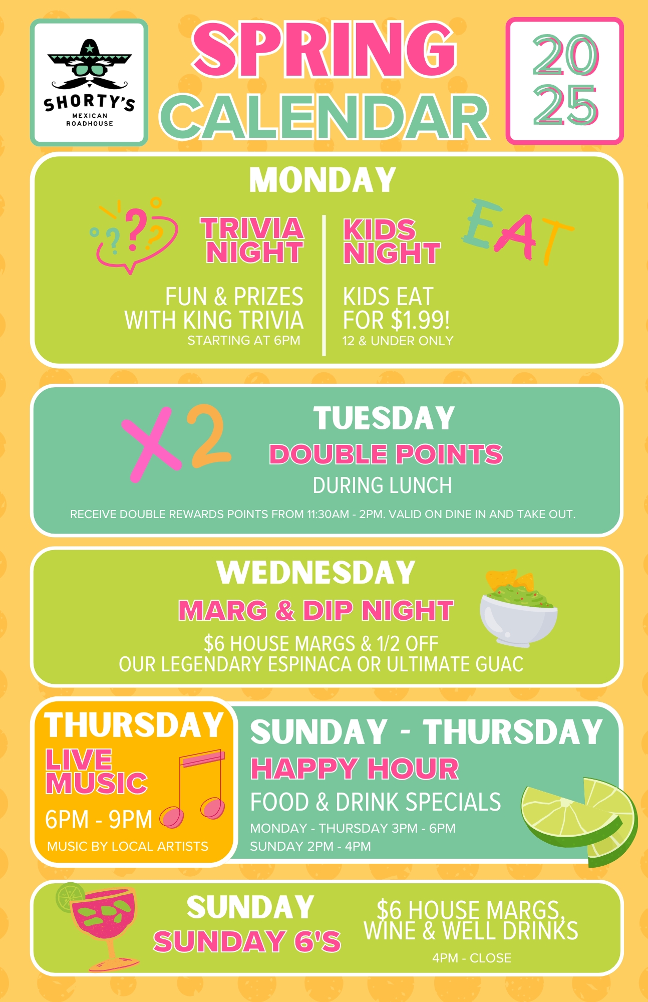 Shorty’s Spring Calendar 2025 – May Update